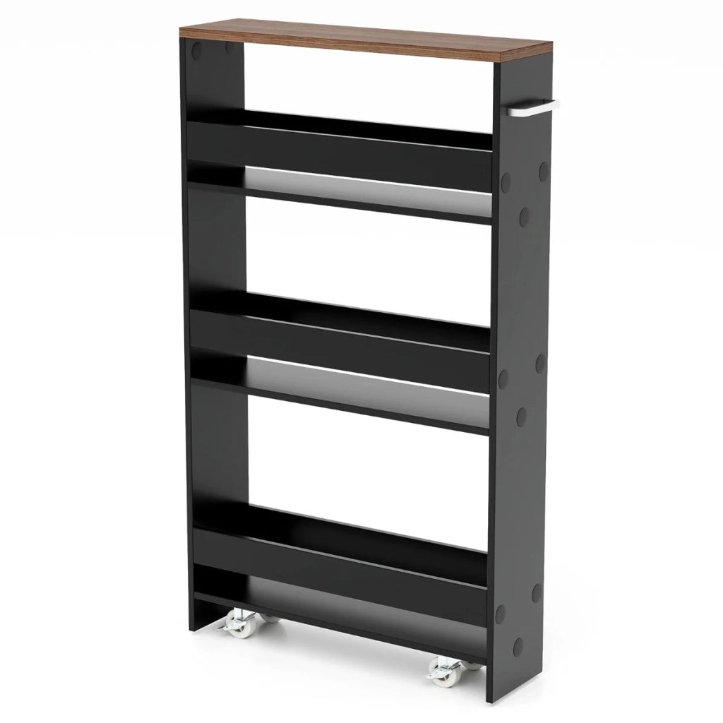 Carrello portaoggetti stretto 47,5 x 13 x 80,5 cm mobilità flessibile design moderno legno marrone 20_0019382