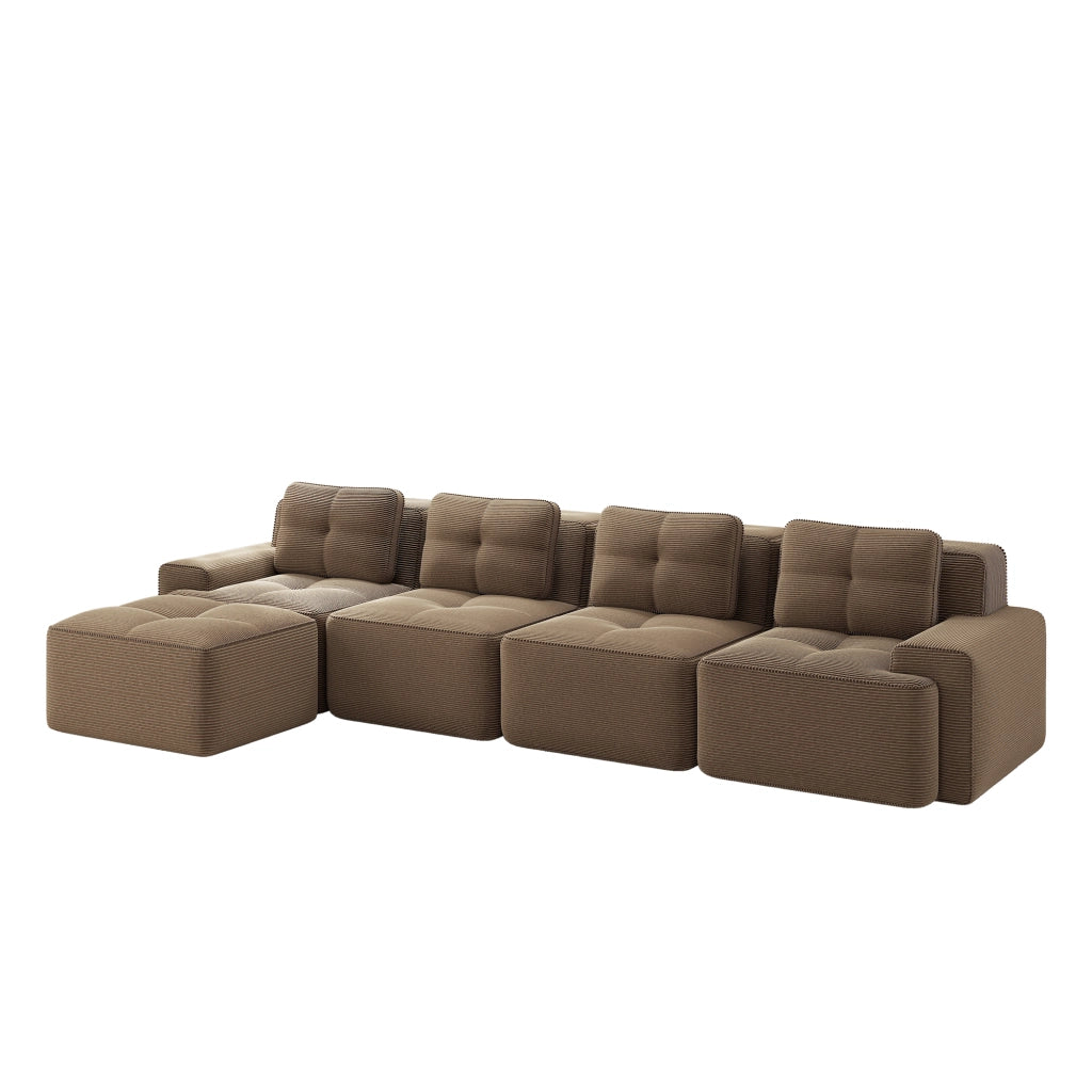 Sofa modulare senza ossa - Zephmum- L-f?rmiglia, 4 posti, velluto, marrone