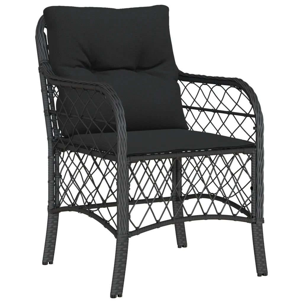 Set da BistrÃ² 3 pz con Cuscini Nero in Polyrattancod mxl 87197