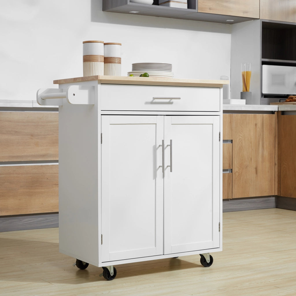Carrello da cucina con ruote e cassetto ¨C zephmum ¨C bianco