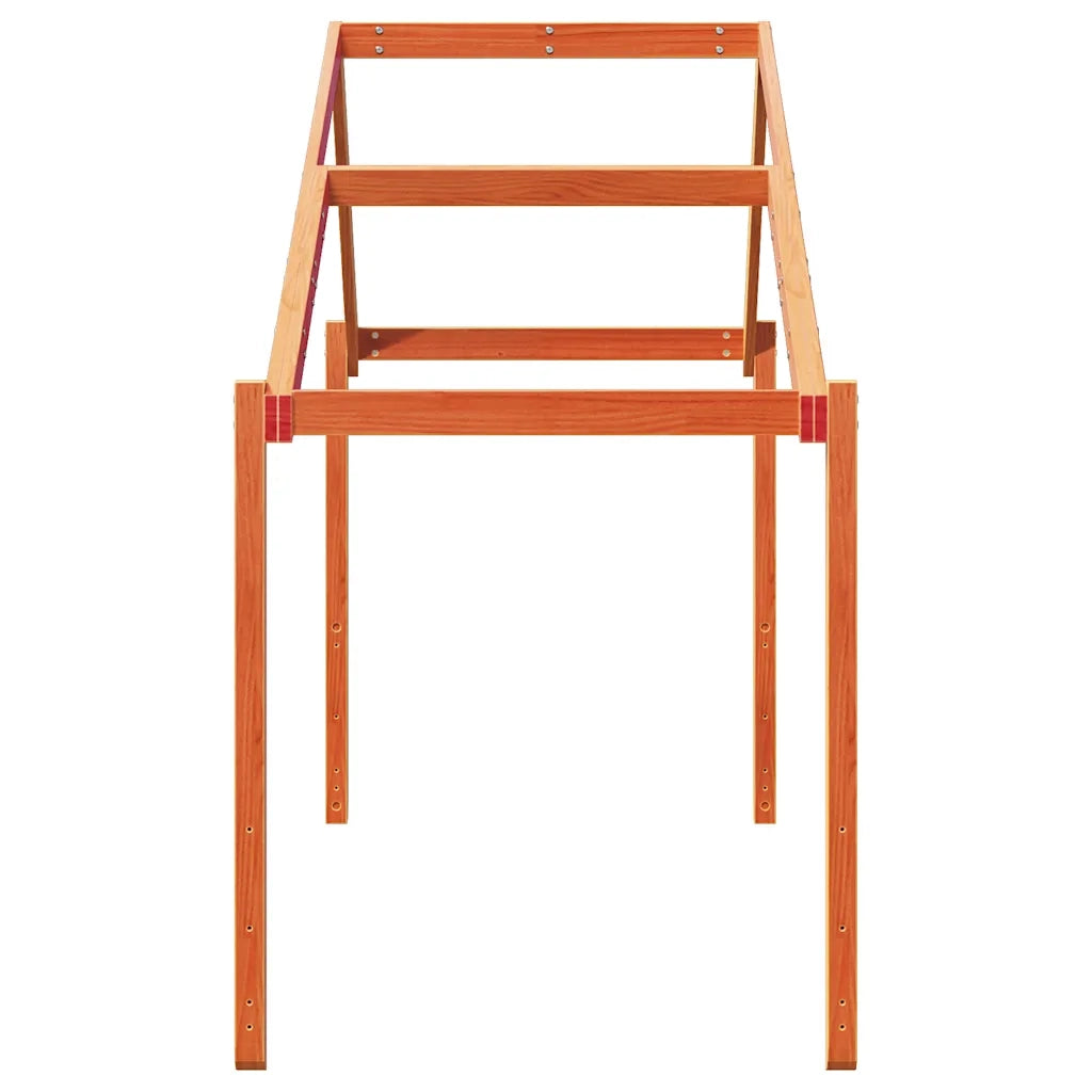Tetto Letto Bambini Marrone Cera 203x95,5x142 cm Massello Pino