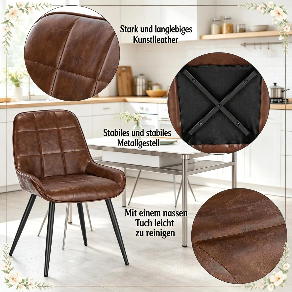 SEDIE DA PRANZO Set da 4 pezzi 47 cm Similpelle Marrone