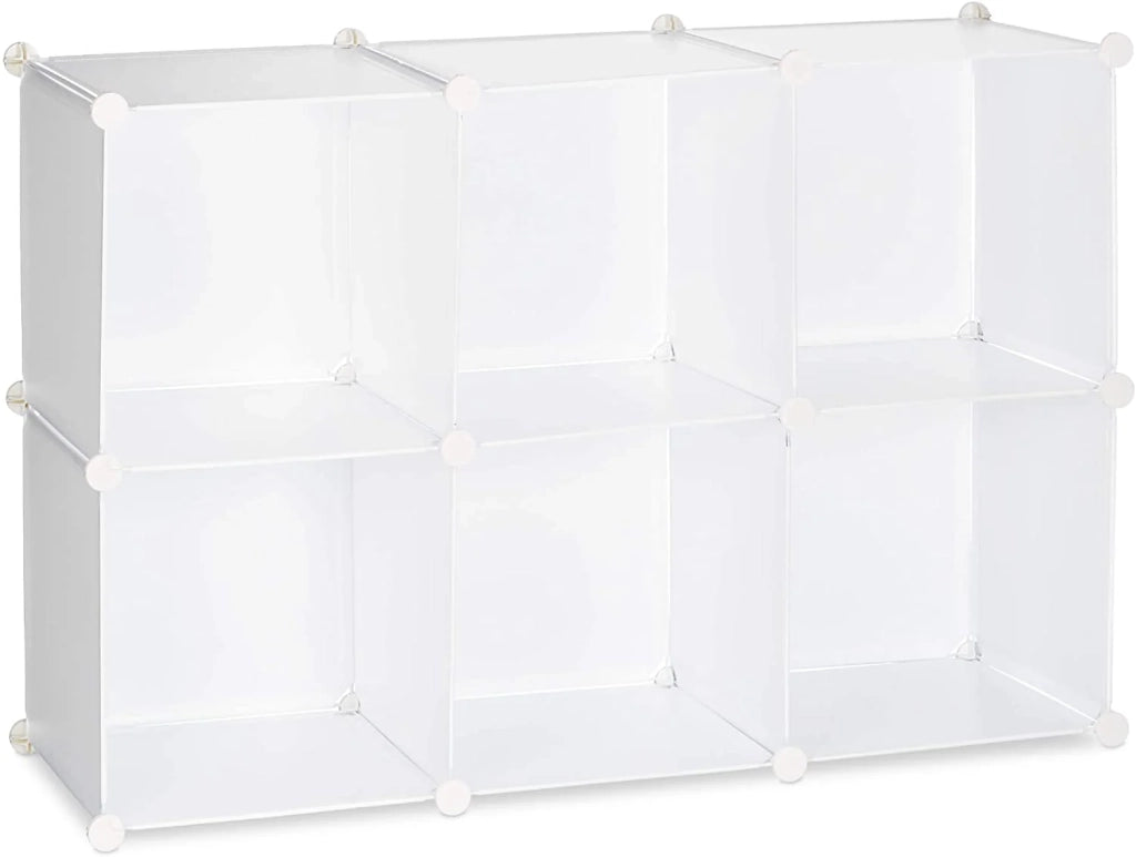 Scaffale modulare in plastica a 6 scomparti montaggio fai da te libreria a incastro bianco 13_0001188