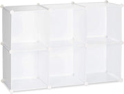 Scaffale modulare in plastica a 6 scomparti montaggio fai da te libreria a incastro bianco 13_0001188