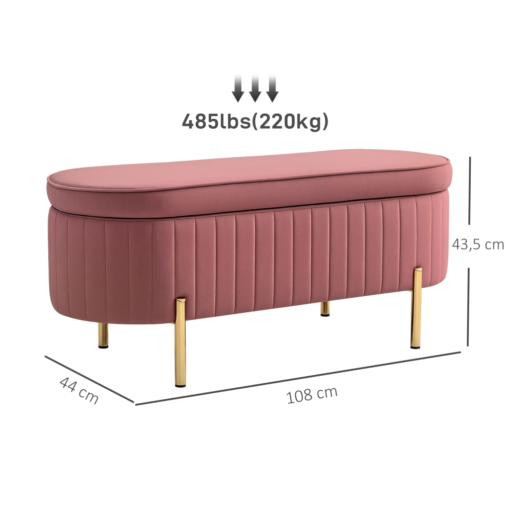 Pouf contenitore imbottito in velluto ¨C zephmum ¨C rosa 108x44x43,5cm