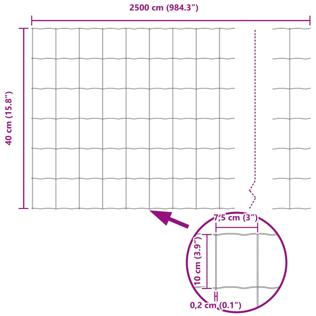 Recinzione Euro 0.4x25 m Acciaio Zincato