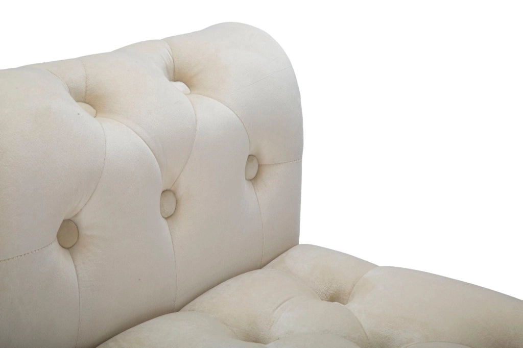 Panchetta Paris 120x40x60 cm in Legno Spugna Metallo e Poliestere Crema Nero e Oro