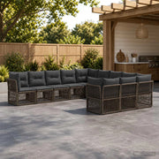Set Divano da Giardino 11 pz Grigio polyrattan 3434393