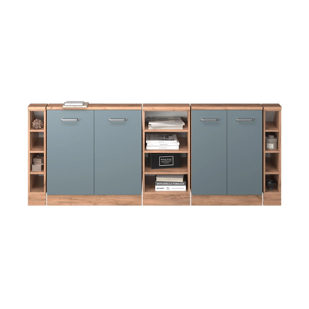 Set di mobili sottotetto Rion Grigio-blu/Rovere dorato Set di 5 Vicco