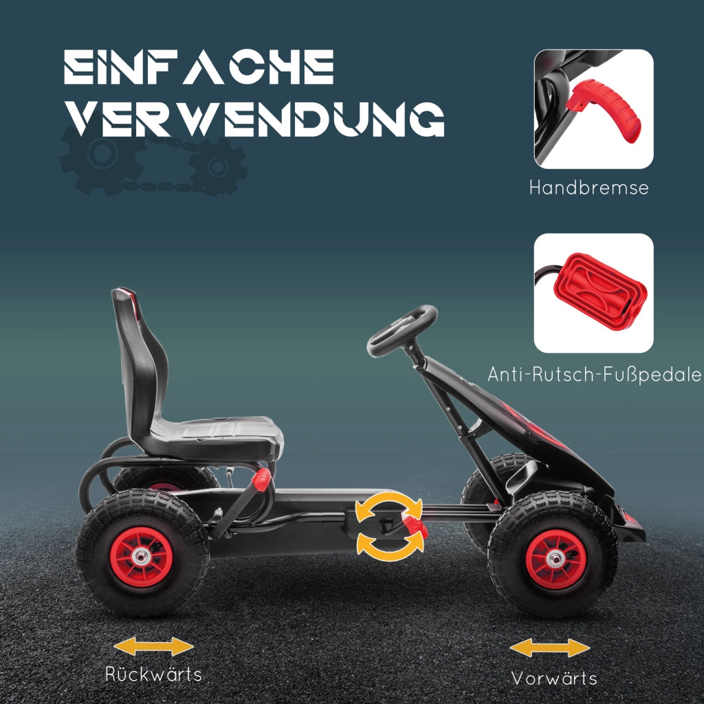 Go-kart a pedali per bambini ¨C Xylo ¨C rosso e nero, sedile regolabile, 121x58x61 cm