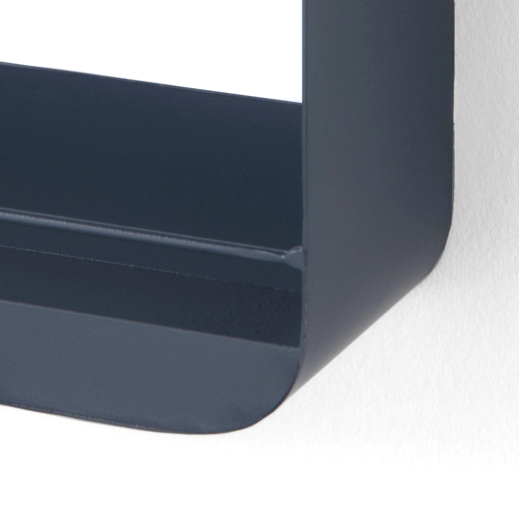 Mensola da parete JASPER in metallo nero e piano in vetro fumé