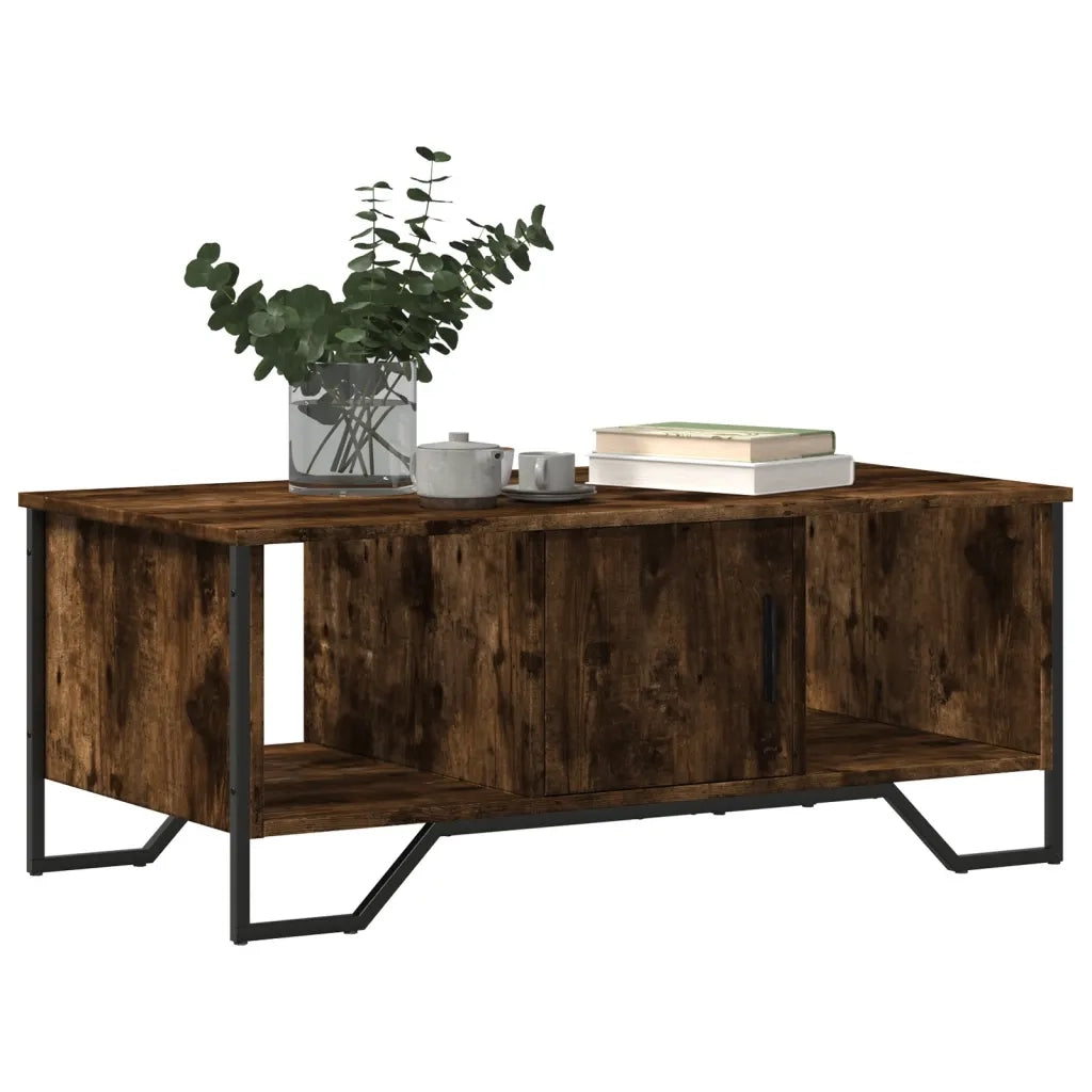 Tavolino da Salotto Rovere Fumo 100x51x40 cm Legno Multistrato 848491