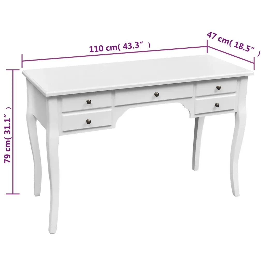 Scrivania in Stile Francese Legno con Gambe Curve e 5 Cassetti 241734