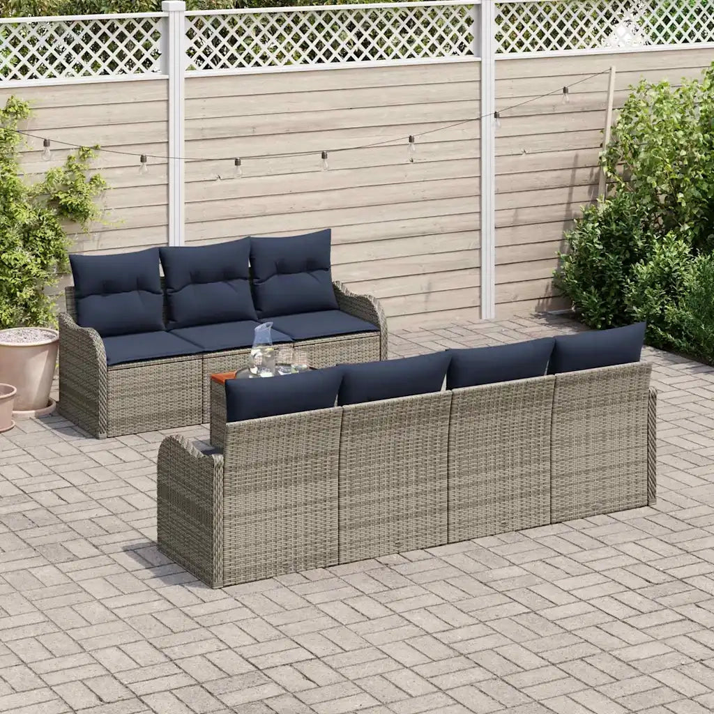 Set Divano da Giardino 8 pz Grigio polyrattan 3347416