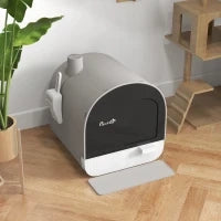 Lettiera per Gatti Chiusa con Filtri, Paletta e Vassoio, Struttura in PP, 43x44x47cm, Grigio