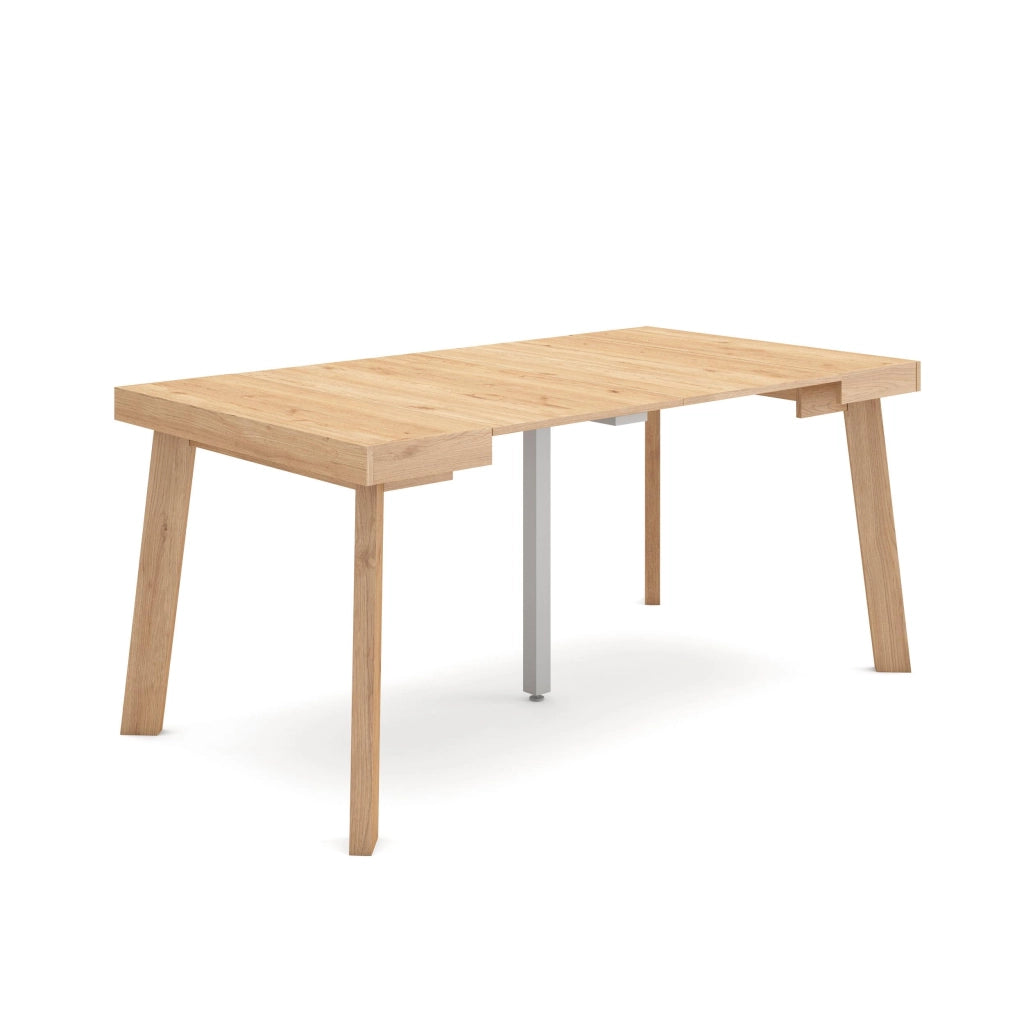 Consolle allungabile, 160x90x73cm, Per 8 persone, Gambe in legno, colore Rovere RF3043