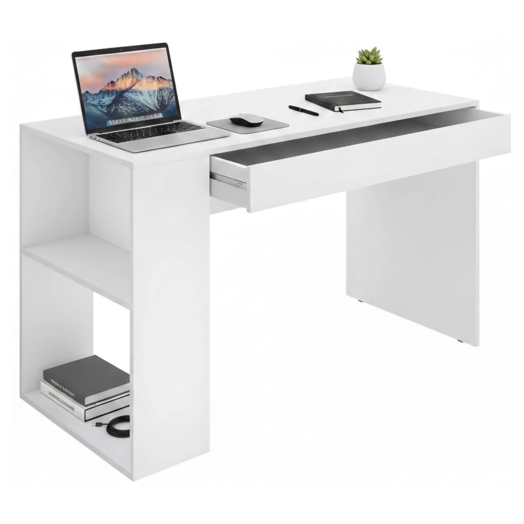Scrivania Arianella, Scrittoio multiuso, Tavolo per ufficio porta PC, Piano di lavoro, 115x50 h74 cm, Bianco