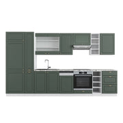Cucina componibile Fame-Line Verde-oro rustico/Bianco 355 cm senza piano di lavoro Vicco