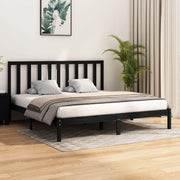 Giroletto-Struttura Letto Nero in Legno Massello di Pino 200x200 cm 328756