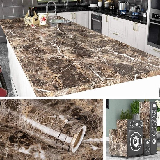 Foglio decorativo adesivo per tavolo e piano da cucina - 5 metri x 60 cm - lamina di marmo in plastica