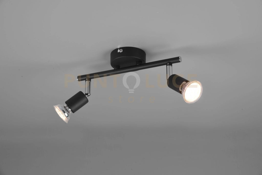 PARIS SENZA LAMPADINA BARRA 2 LUCI NERO ATTACCO GU10 L. 25CM