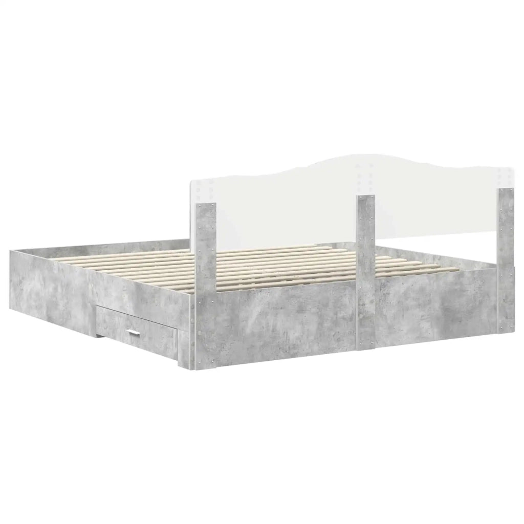Struttura del letto con testiera Grigio cemento 200 x 200 cm