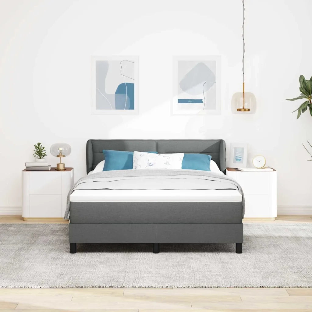 Letto a molle con materasso Grigio scuro 140 x 190 cm Tessuto 3339955