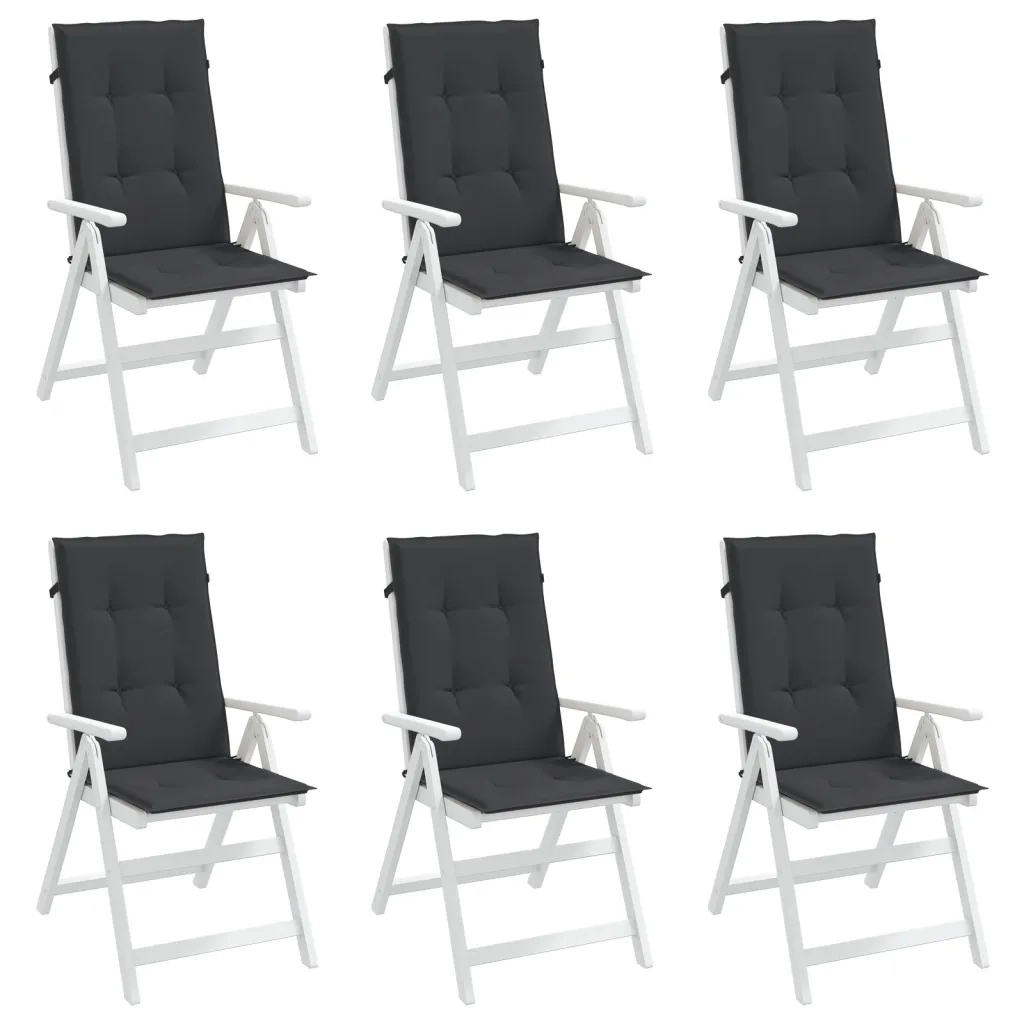 Cuscini per Sedie 6 pz Neri 120x50x3 cm in Tessuto