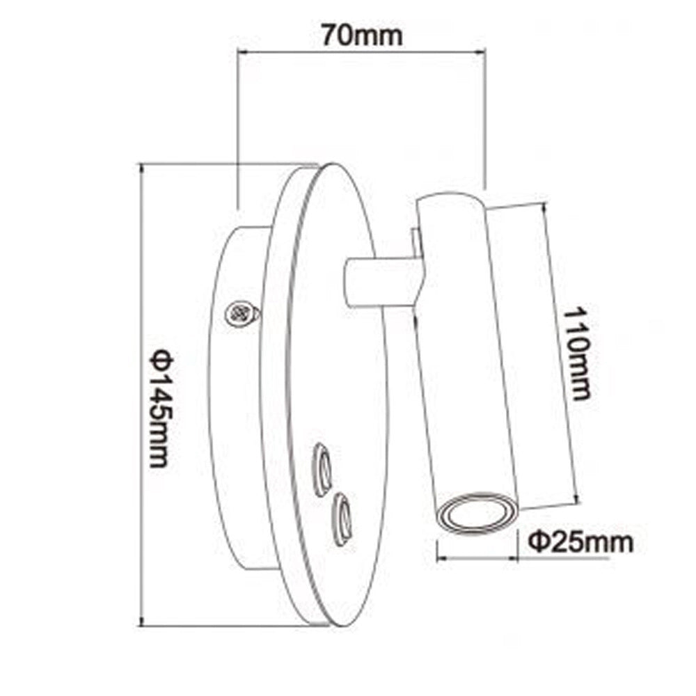 Trade Shop - Applique Led Orientabile Da Parete Doppia Fonte Luminosa 8 Watt Luce Calda 3000k Mr-01 - Nero