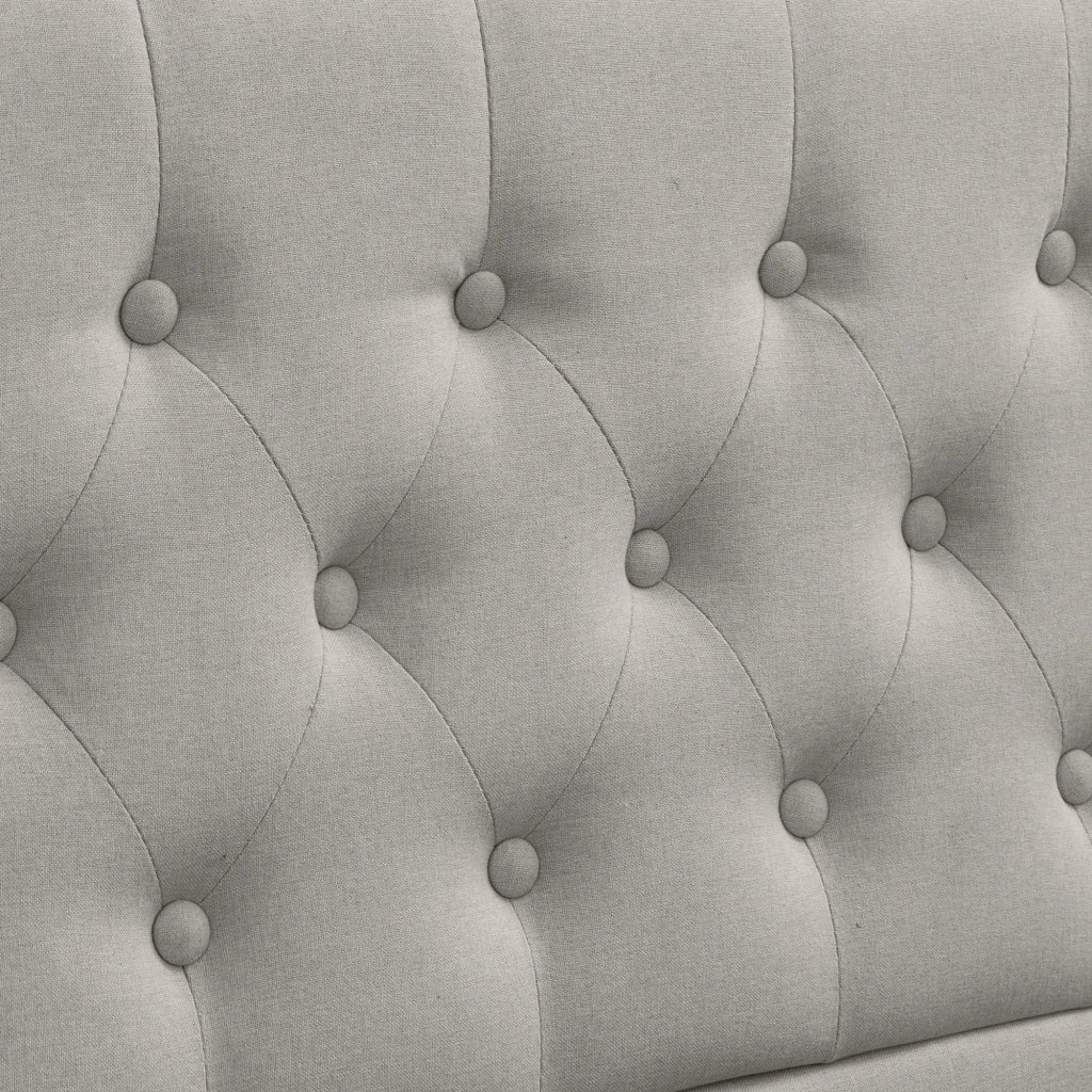 Letti contenitori 140x190 cm con contenitore e testiera imbottita in lino grigio (Senza materasso)