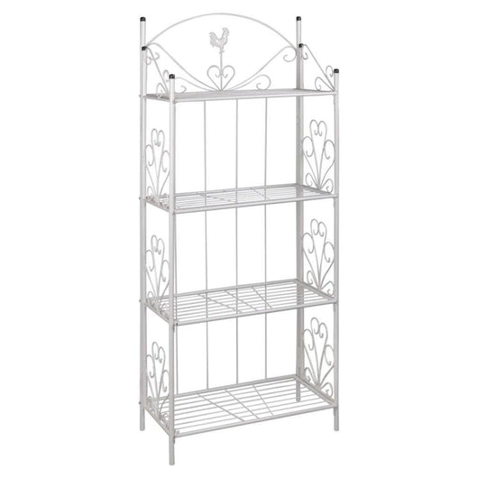 Scaffale in acciaio bianco a 4 livelli da interno o esterno per piante da fiore 2702002