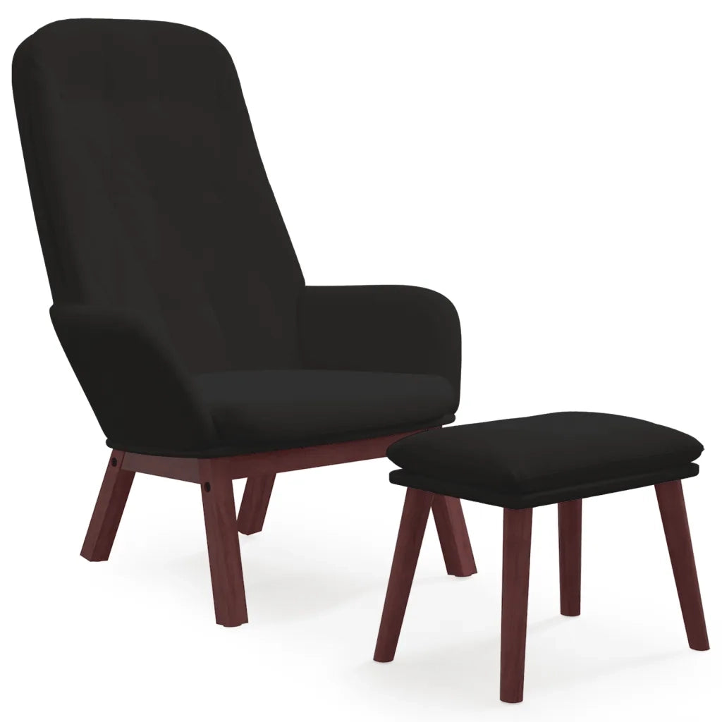 Poltrona Relax con Poggiapiedi Nera in Velluto cod mxl 14541