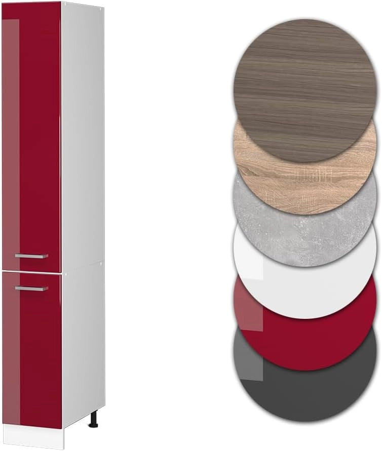 Armadio da farmacia R-Line, Rosso lucido, 30 cm, per la libera combinazione all'interno di sistemi cucina modulari