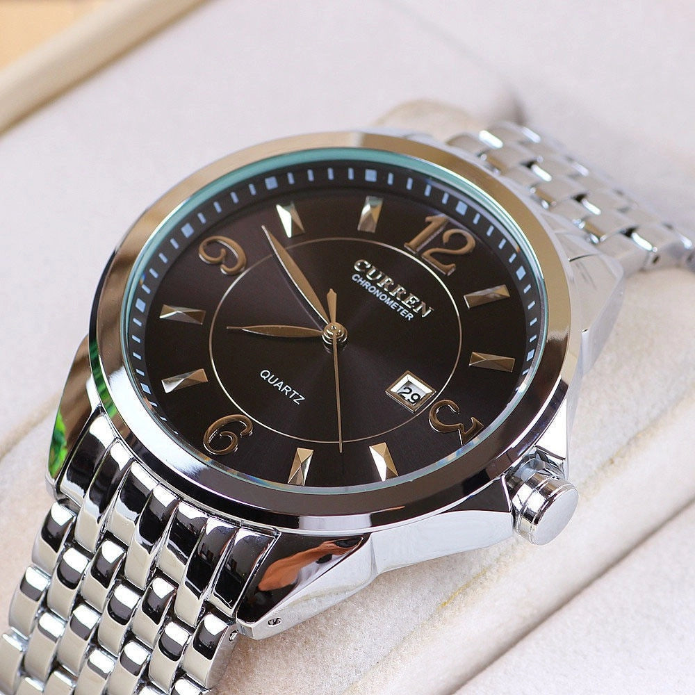 Trade Shop - Orologio Da Polso Curren 8071 Uomo Analogico Quarzo Elegante Acciaio Data Ne -