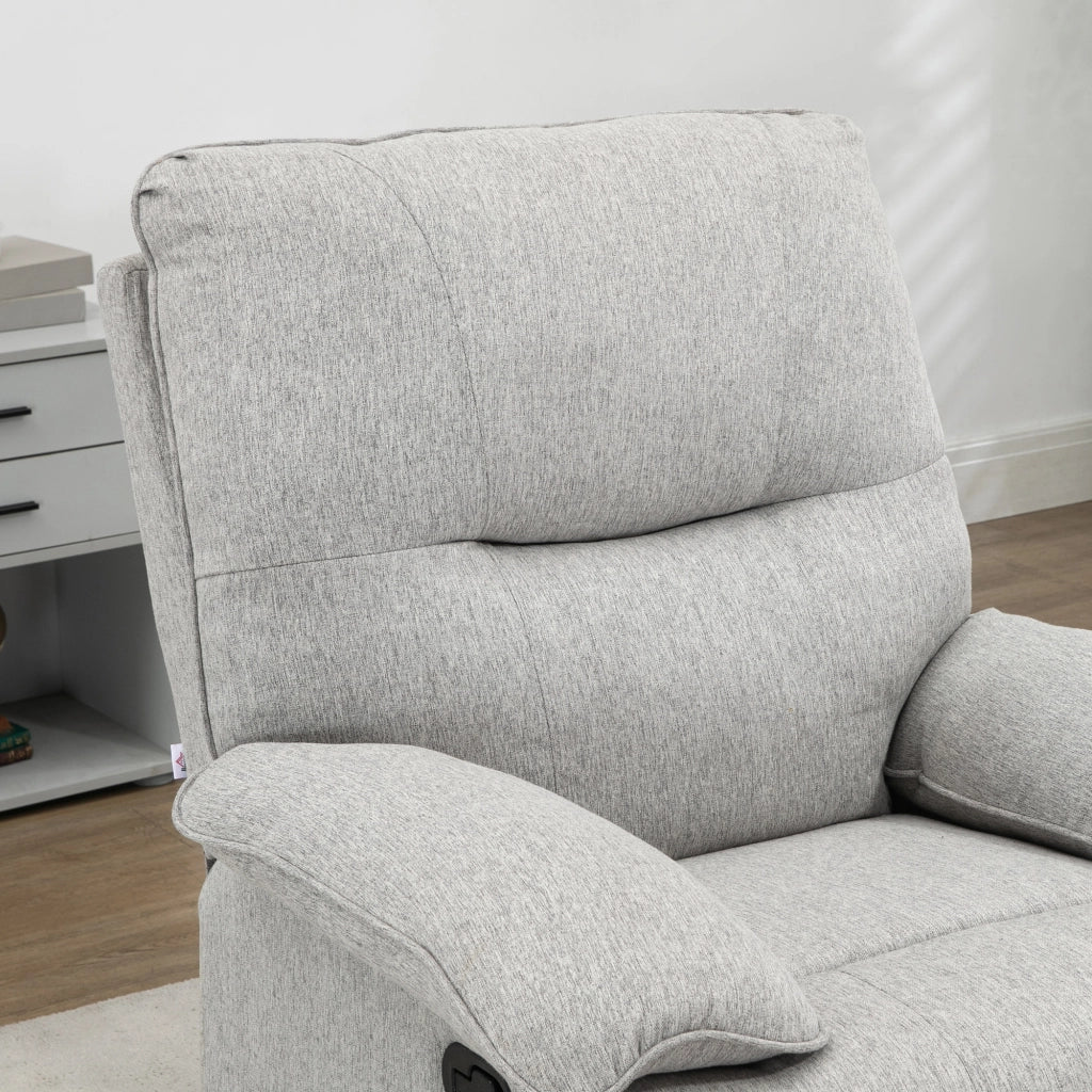 Poltrona relax reclinabile con poggiapiedi, tessuto effetto lino, grigio chiaro