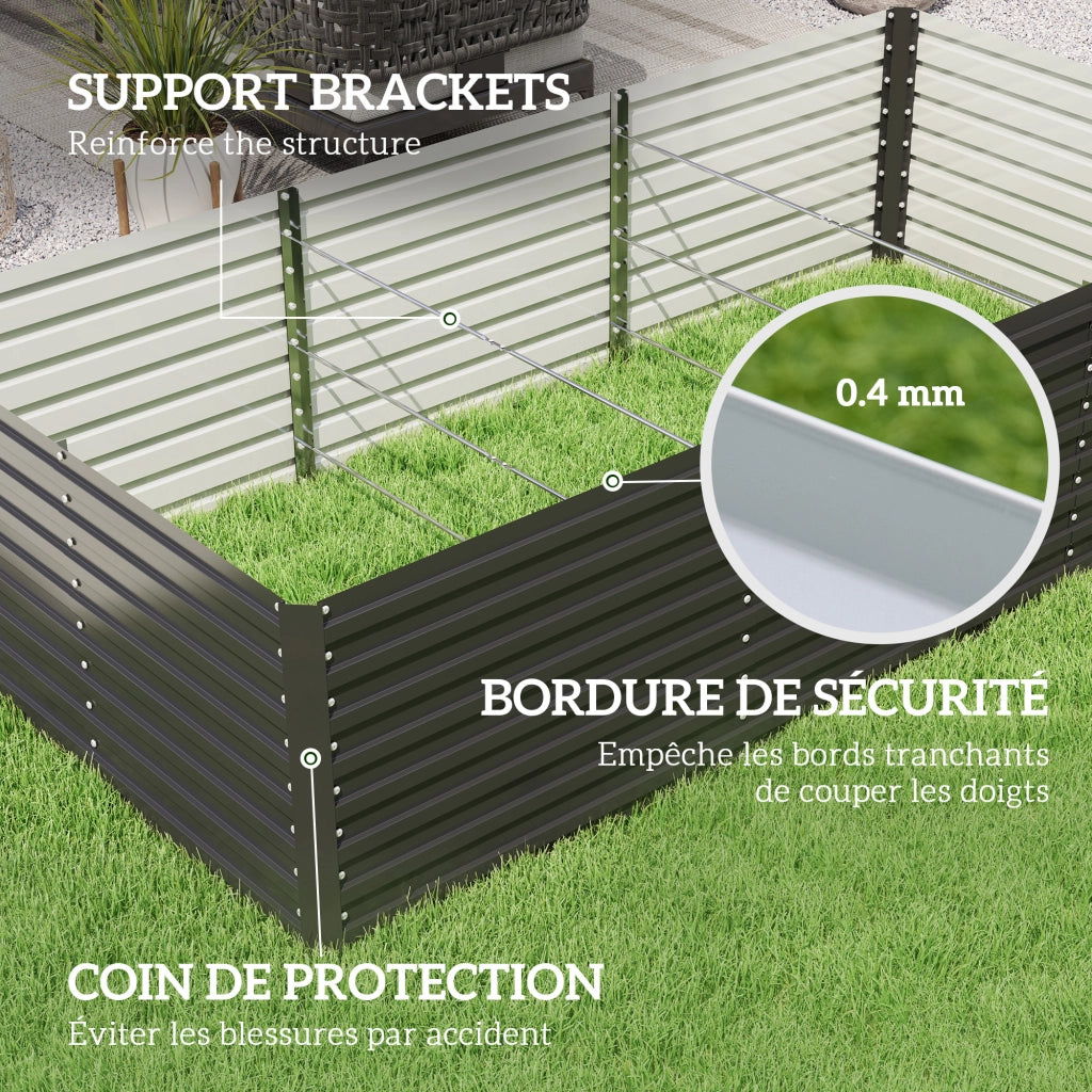 Fioriera Rialzata Rettangolare per Giardino ¨C Zephmum ¨C Grigio 240x120x60cm