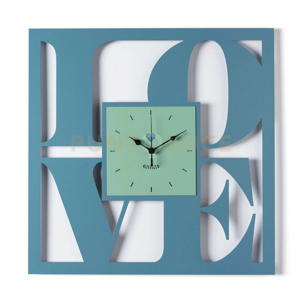 orologio da parete di design love Blu oltremare/verde acqua in Ferro 50x50h cm