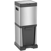 Cestino per Rifiuti 20+14L con Pedale e Cestello Interno ¨C zephmum ¨C Acciaio Inox 32.5x31.5x78 cm Argento