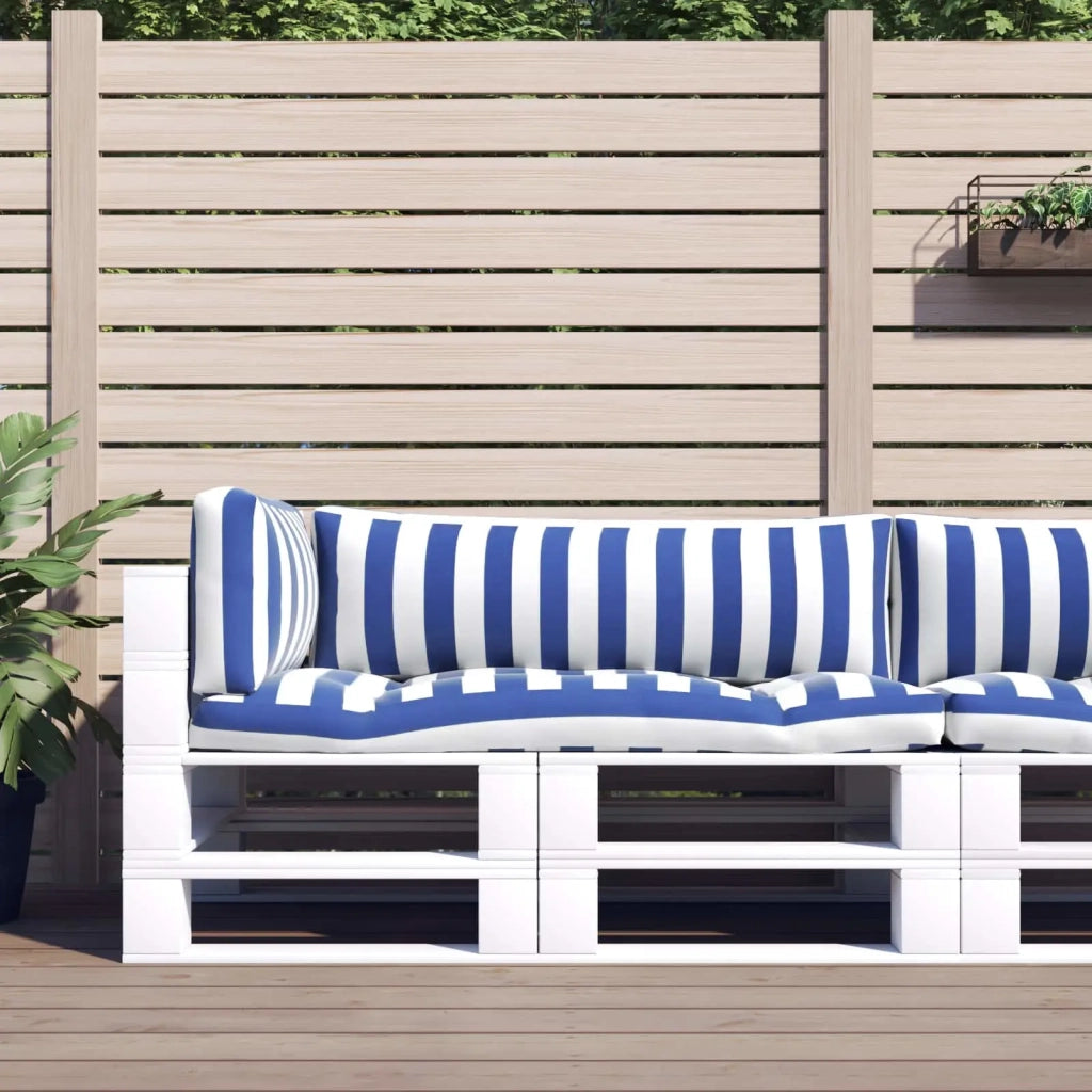 Cuscino da Esterno 3 pcs Blu e Bianco 103 x 58 x 10 cm Tessuto 42040530