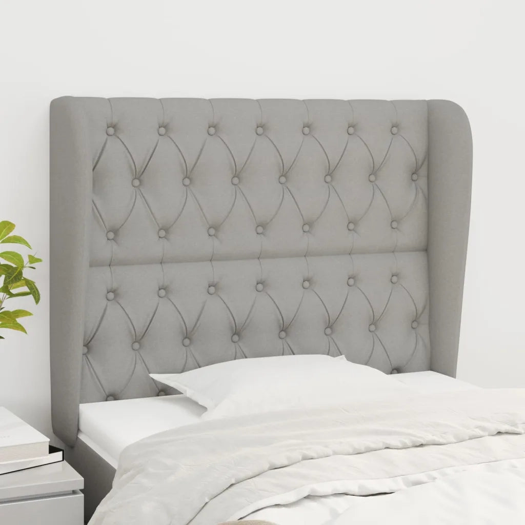 Testiera | Testata ad Orecchio Grigio Chiaro 103x23x118/128 cm in Tessuto