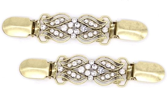 Accessori per abbigliamento - 2 pezzi di clip per cappotto giacca colletto - clip per cappotto e scialle con pietre strass - clip per cappotto parure - clip per camicia donna - 12*2.7cm metallo