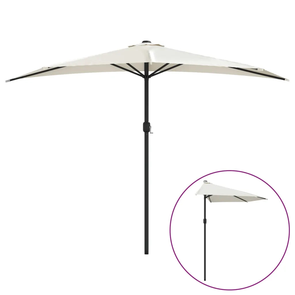 Ombrellone da Balcone Palo in Alluminio Sabbia 300x155cm a Metà 44591