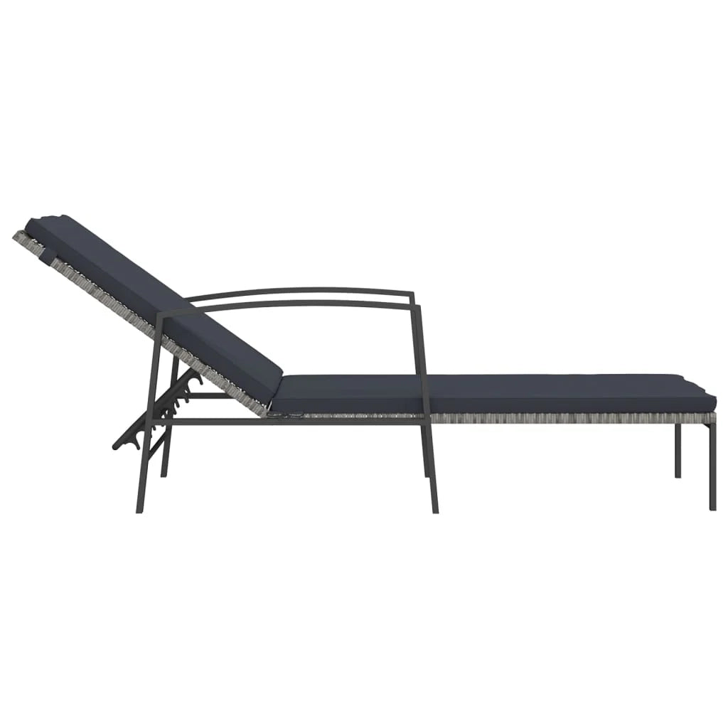 Set di 2 lettini prendisole sedie a sdraio lettini prendisole lettini da giardino mobili da giardino con tavolo resina di vimini grigia 02_0012125