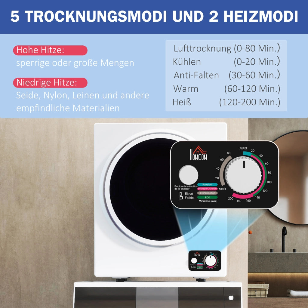 Asciugatrice Mini per Lavatrice 4 kg ¨C zephmum ¨C 850W Bianco