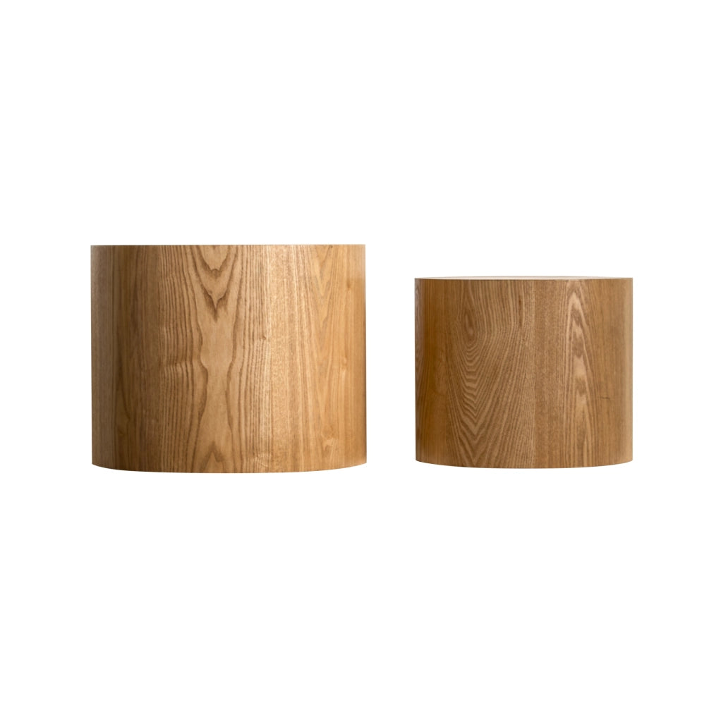Tavolino da caffè impilabile in set da 2, design rotondo naturale
