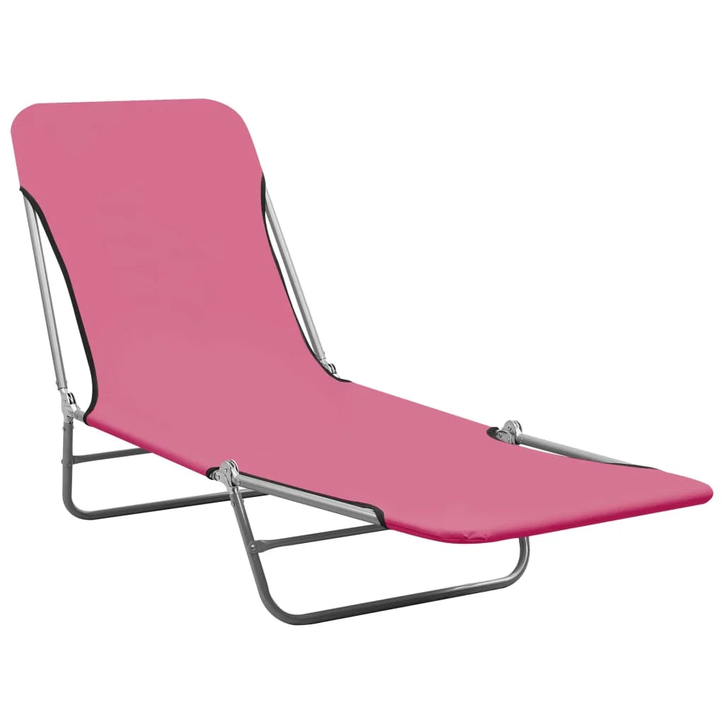Lettini prendisole pieghevoli 2 pezzi acciaio e tessuto rosa 02_0011937