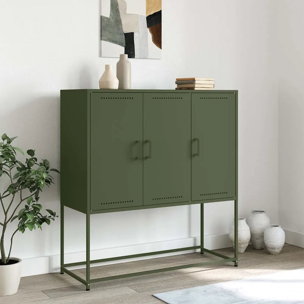 Credenza | Madia | Buffet da pranzo | Armadio da pranzo Verde Oliva 100,5x39x107 cm in Acciaio