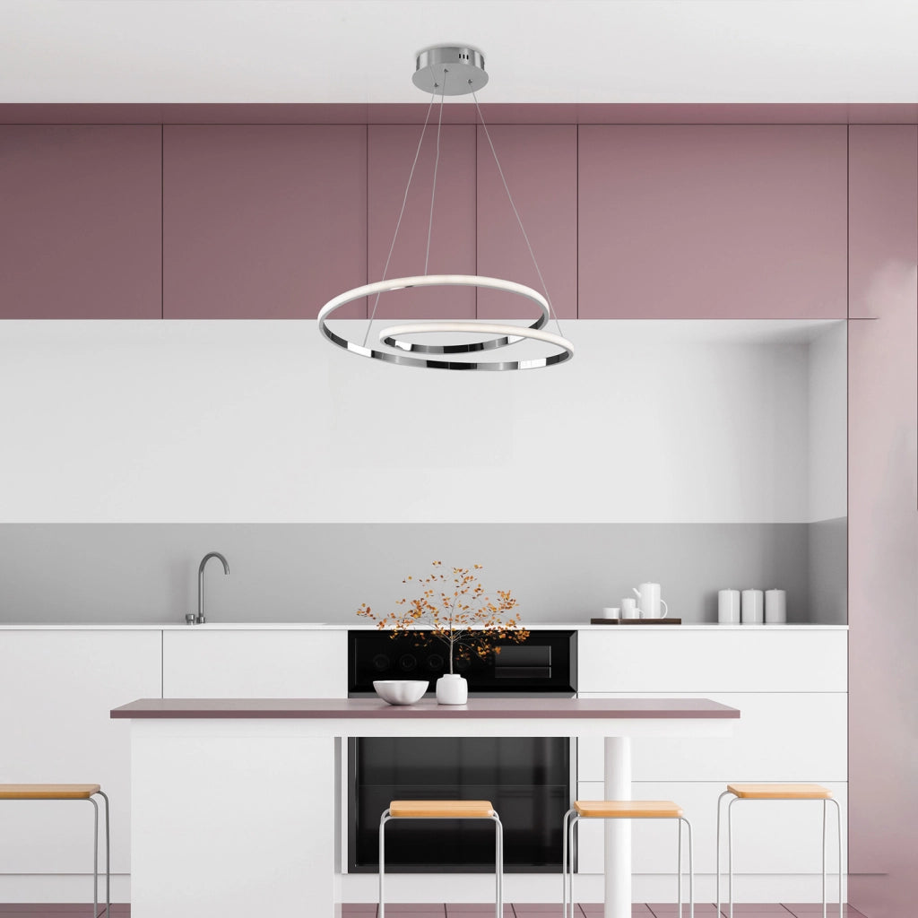 Sospensione Moderna Malena Con Led Integrato Metallo E Alluminio Cromo Lucido