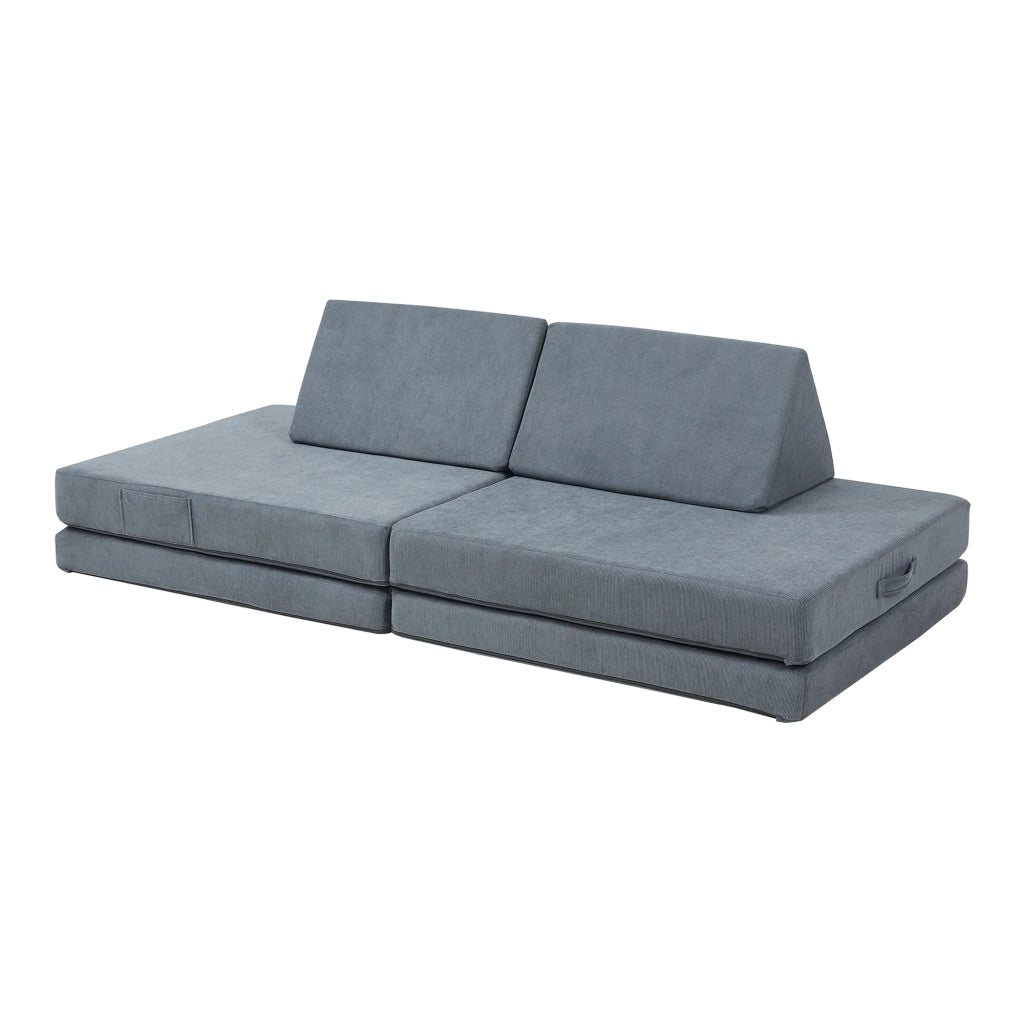Set divano e poltrona da gioco in velluto a coste 5 pezzi 150 x 66 x 46 cm grigio 03_0009147