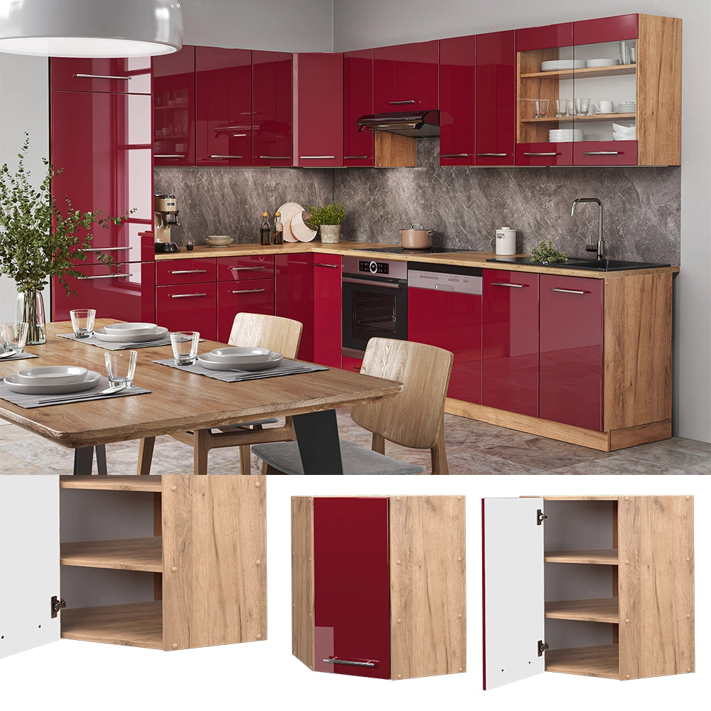 Mobile angolare da cucina Fame-Line Bordeaux lucido/Rovere dorato 57 cm Vicco